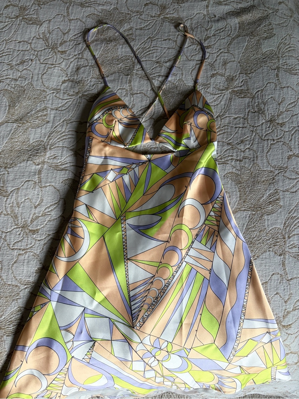 Zara Lined Slip Dress with Geometric Print